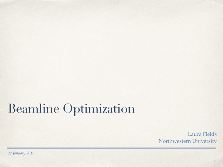 beamline optimization