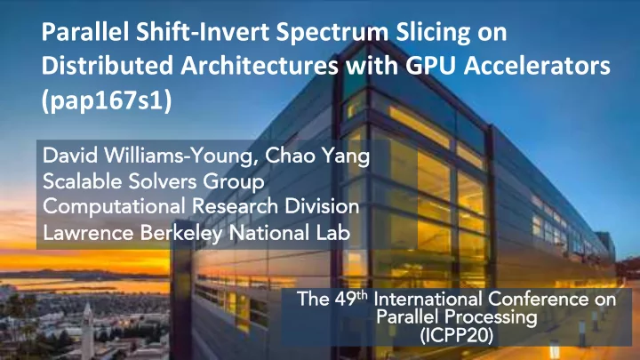 parallel shift invert spectrum slicing on distributed