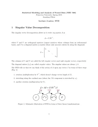 1  Singular Value Decomposition The singular vector decomposition allows us to write any matrix A