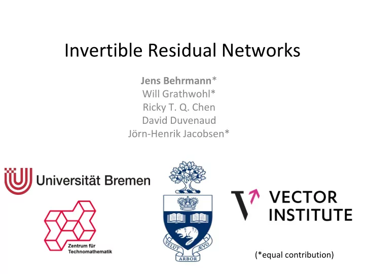 invertible residual networks