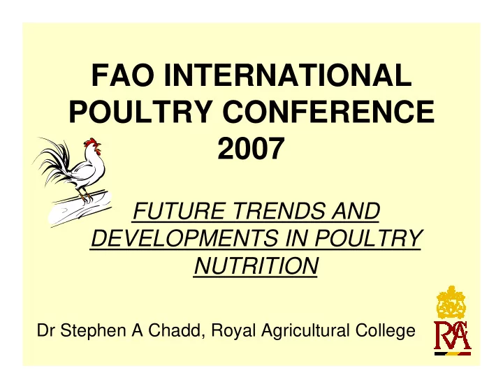 fao international poultry conference 2007