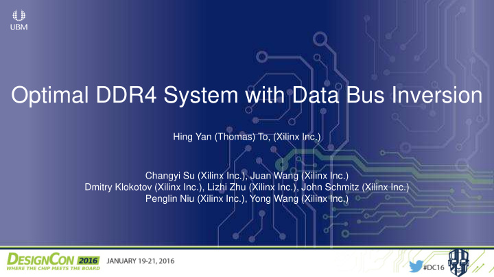 optimal ddr4 system with data bus inversion