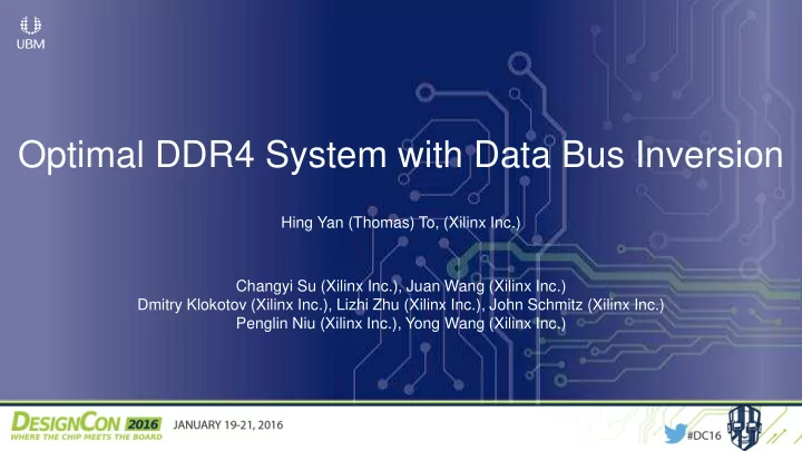 optimal ddr4 system with data bus inversion