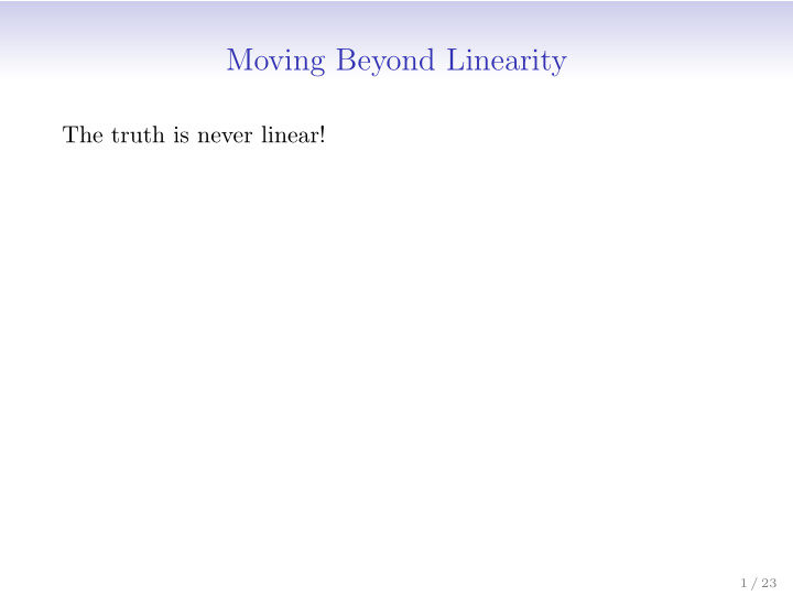 moving beyond linearity