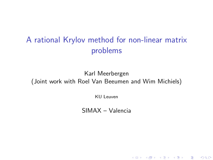 a rational krylov method for non linear matrix problems