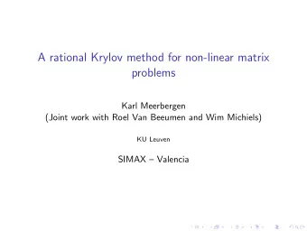 A rational Krylov method for non-linear matrix  problems  Karl Meerbergen  (Joint work with Roel