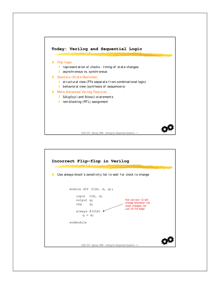 today verilog and sequential logic today verilog and