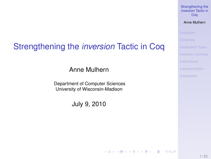 strengthening the inversion tactic in coq