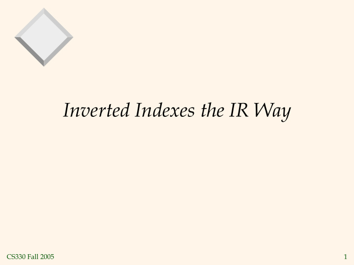 inverted indexes the ir way