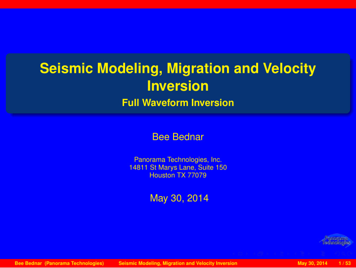 seismic modeling migration and velocity inversion