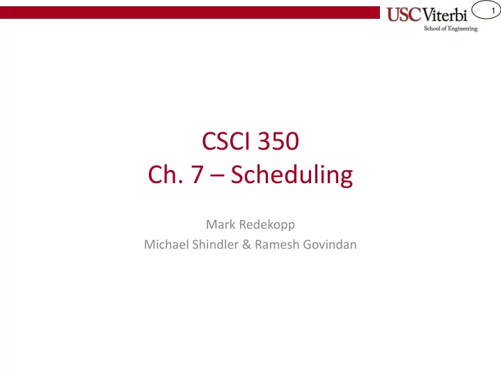 ch 7 scheduling