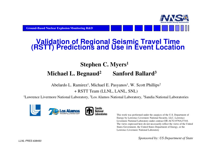 validation of regional seismic travel time rstt