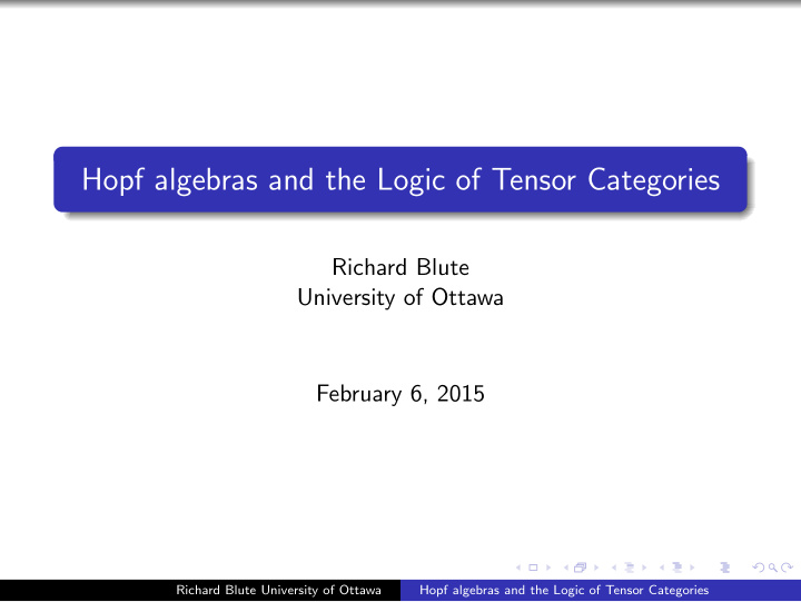 hopf algebras and the logic of tensor categories