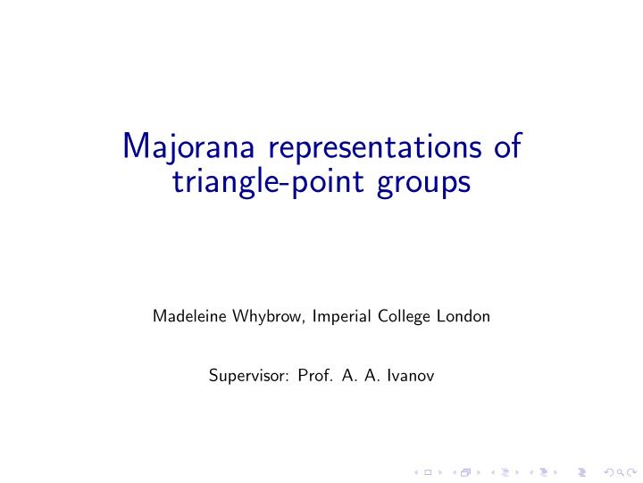 majorana representations of triangle point groups