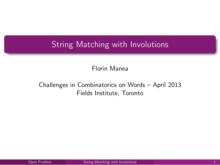 string matching with involutions
