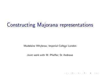 Constructing Majorana representations  Madeleine Whybrow, Imperial College London  Joint work with