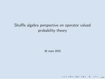 Shuffle algebra perspective on operator valued  probability theory  30 mars 2020  1/25  Operator