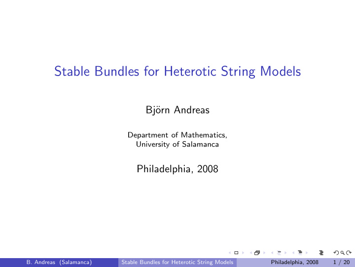 stable bundles for heterotic string models