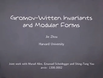 Gromov-Witten Invariants  and Modular Forms     rr