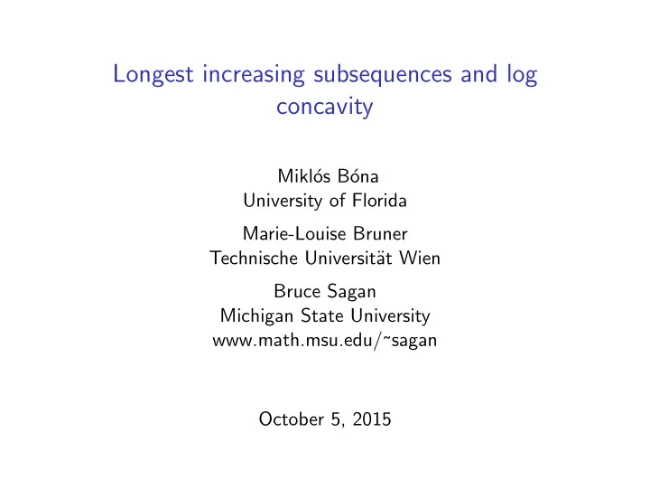 longest increasing subsequences and log concavity