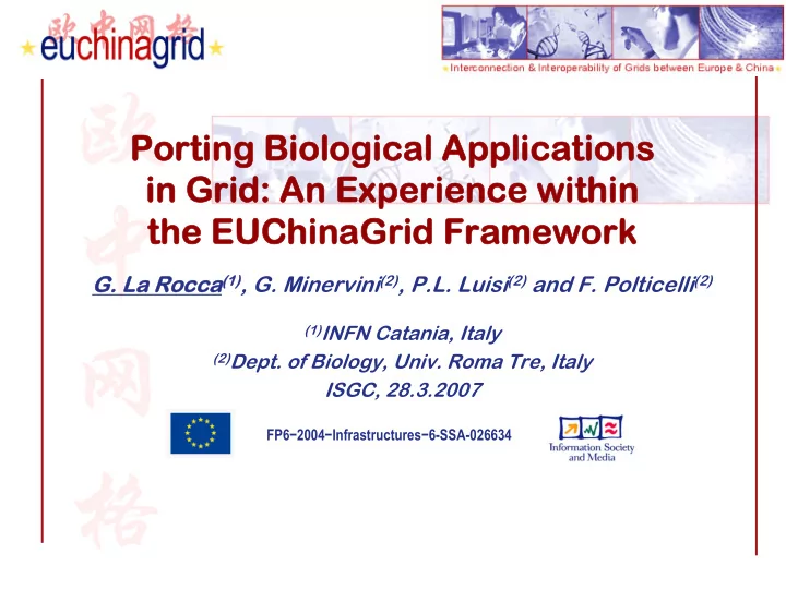 porting porting biological biological applications