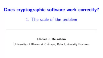 Does cryptographic software work correctly?  1. The scale of the problem  Daniel J. Bernstein