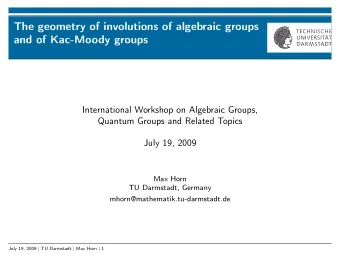 The geometry of involutions of algebraic groups  and of Kac-Moody groups  International Workshop on