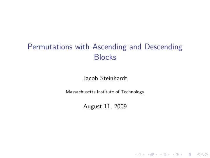 permutations with ascending and descending blocks