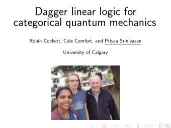 Dagger linear logic for  categorical quantum mechanics  Robin Cockett, Cole Comfort, and Priyaa