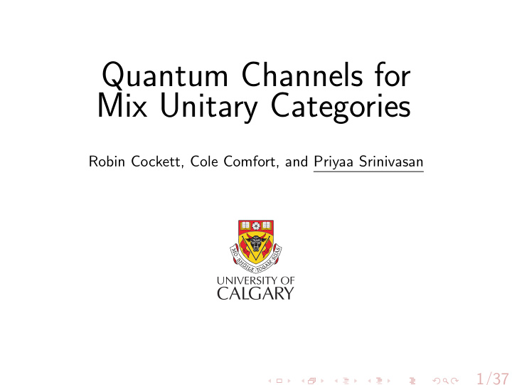 quantum channels for mix unitary categories