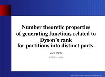 Number theoretic properties  of generating functions related to  Dysons rank  for partitions