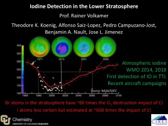 Iodine Detection in the Lower Stratosphere  Prof. Rainer Volkamer  Theodore K. Koenig, Alfonso