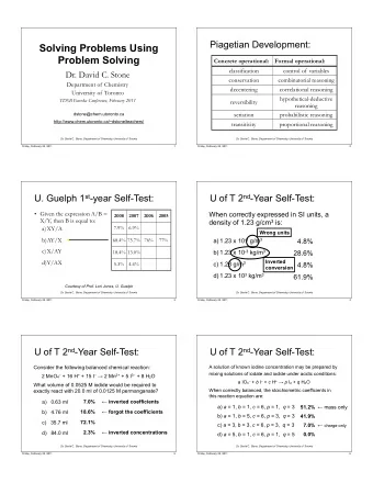 Solving Problems Using  Problem Solving  Concrete operational:  Formal operational:  classification