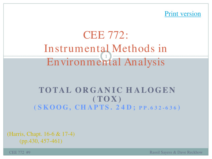 cee 772 instrumental methods in