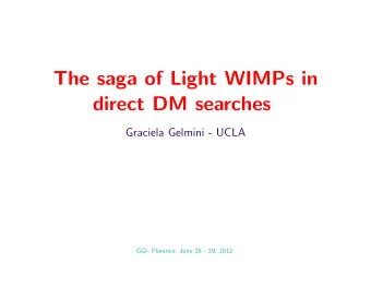 The saga of Light WIMPs in  direct DM searches  Graciela Gelmini - UCLA  GGI- Florence- June 25 -