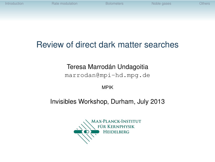 review of direct dark matter searches