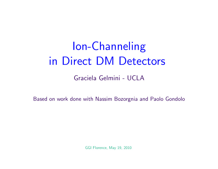 ion channeling in direct dm detectors