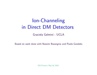 Ion-Channeling  in Direct DM Detectors  Graciela Gelmini - UCLA  Based on work done with Nassim
