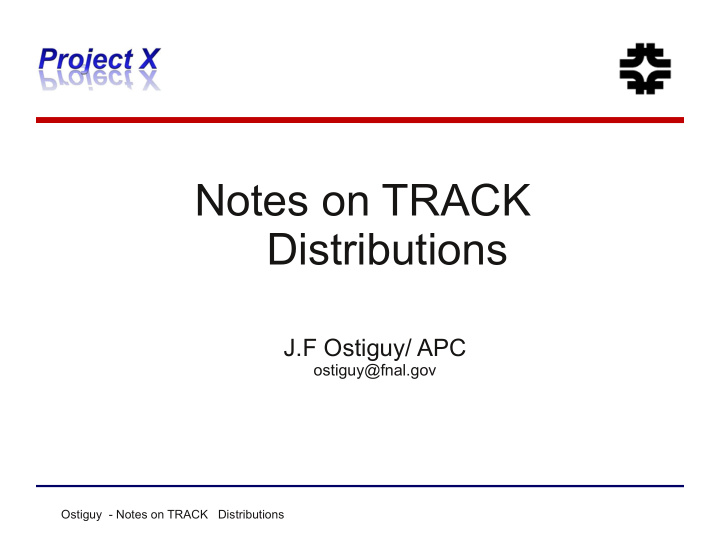 notes on track distributions
