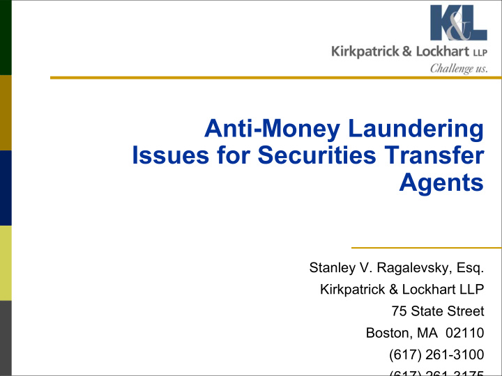 anti money laundering issues for securities transfer