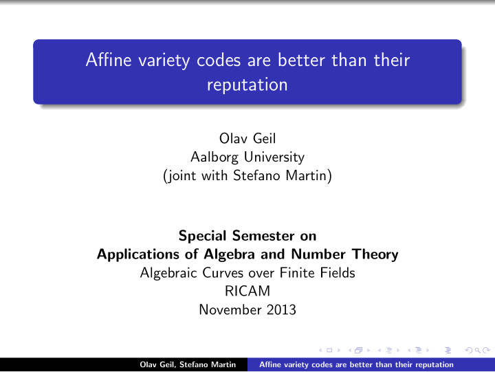 affine variety codes are better than their reputation