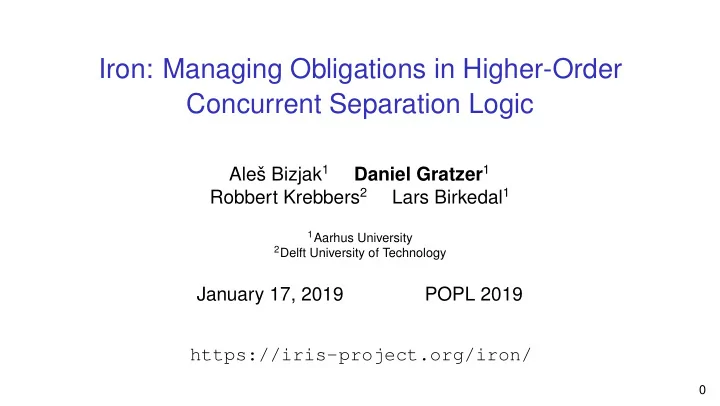 iron managing obligations in higher order concurrent