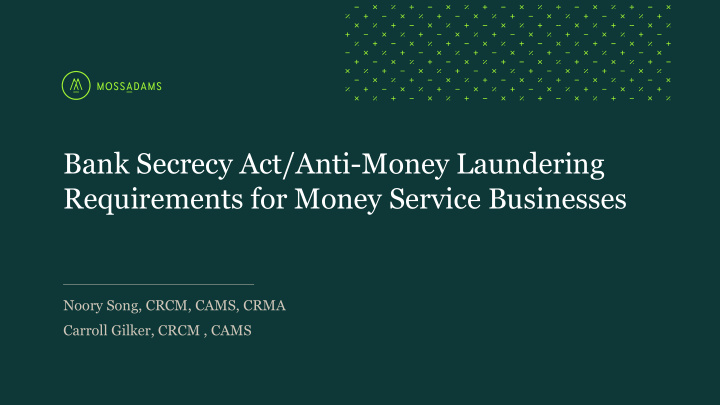 bank secrecy act anti money laundering requirements for