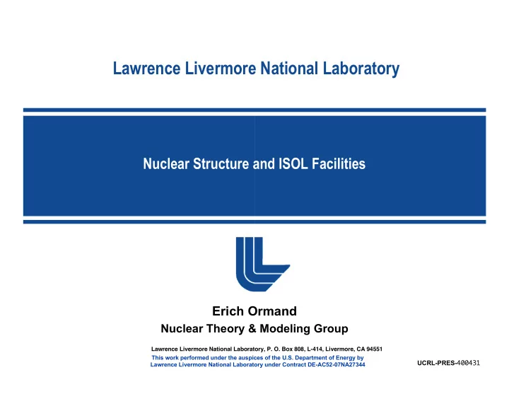 lawrence livermore national laboratory