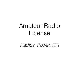 Amateur Radio  License  Radios, Power, RFI  Todays Topics  Types of Modulation : Chapter 2