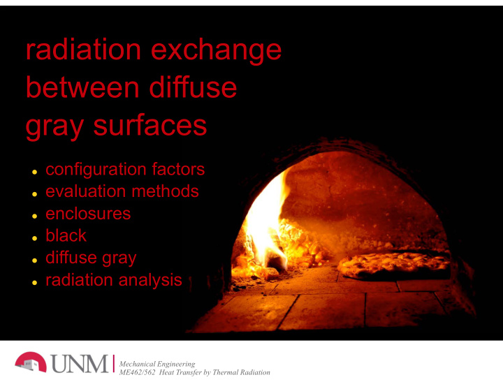 radiation exchange between diffuse gray surfaces