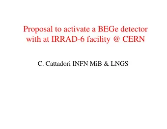 Proposal to activate a BEGe detector  with at IRRAD-6 facility @ CERN  C. Cattadori INFN MiB &amp;
