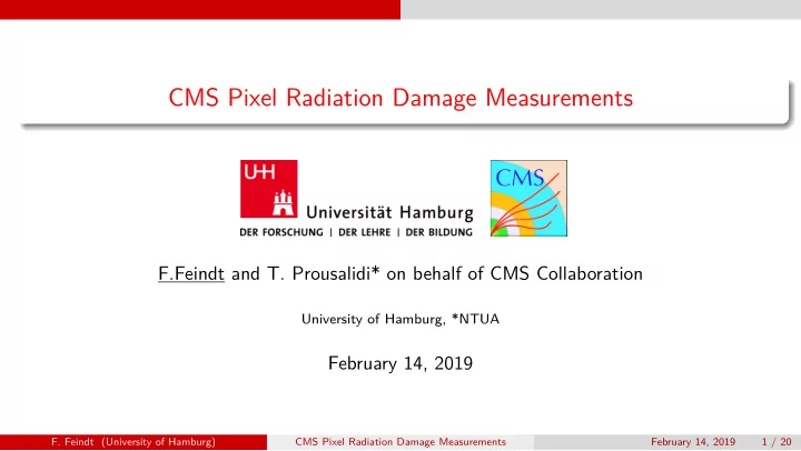 cms pixel radiation damage measurements