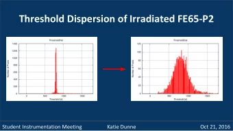 Threshold Dispersion of Irradiated FE65-P2  Student Instrumentation Meeting  Katie Dunne  Oct 21,