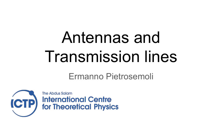 antennas and transmission lines